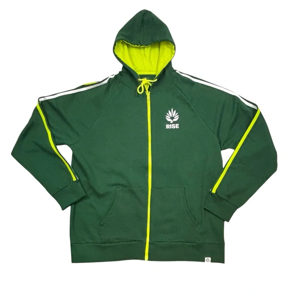 Men’s Rise Dispensary Fill Zip Green Hoodie Anytime Anywhere Logo Size XL